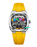 Seagull Retro No Signal Small TV 36mm Unisex Dual Calendar Automatic Watch Yellow Rubber